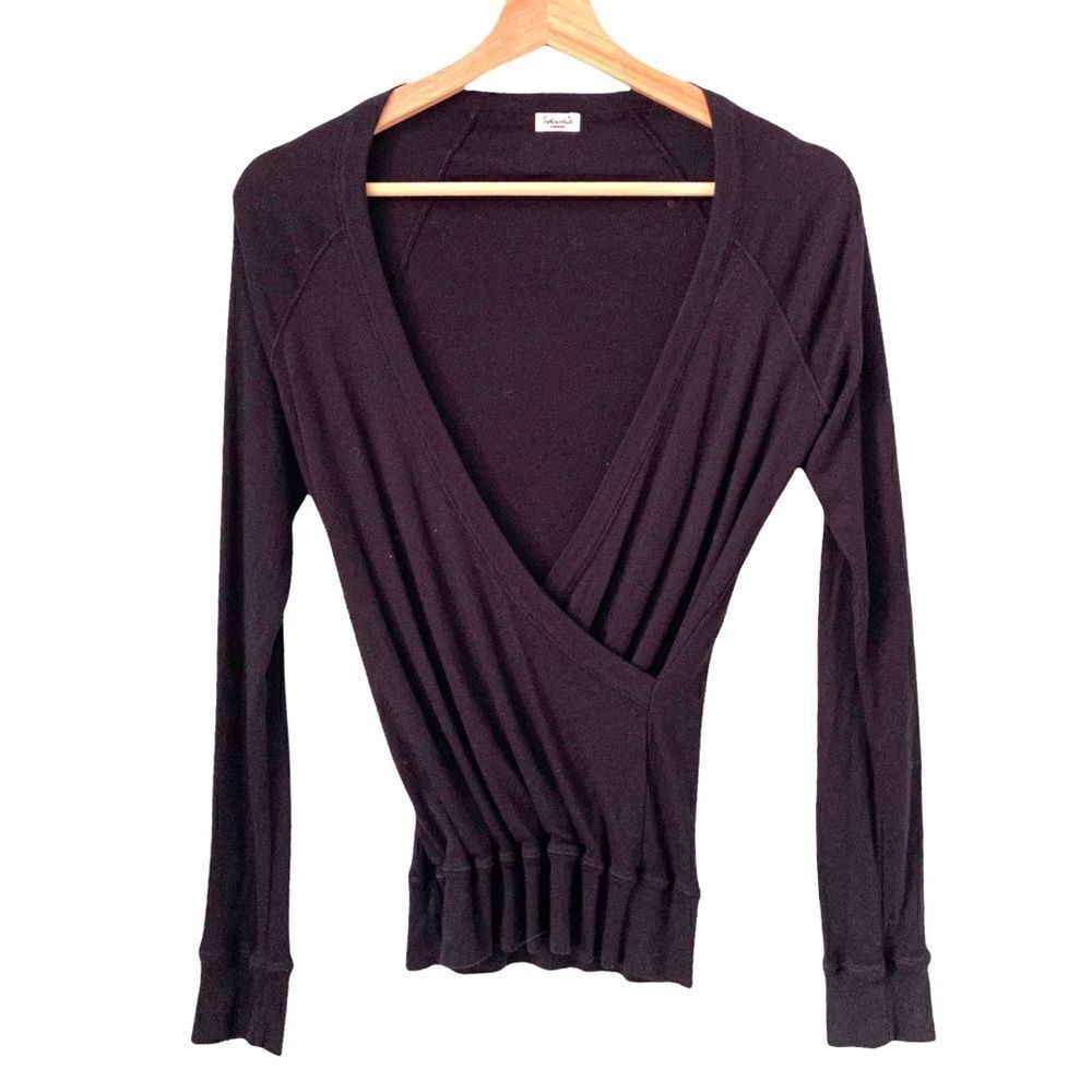 Splendid Black Wrap Long Sleeve Top in Size Medium